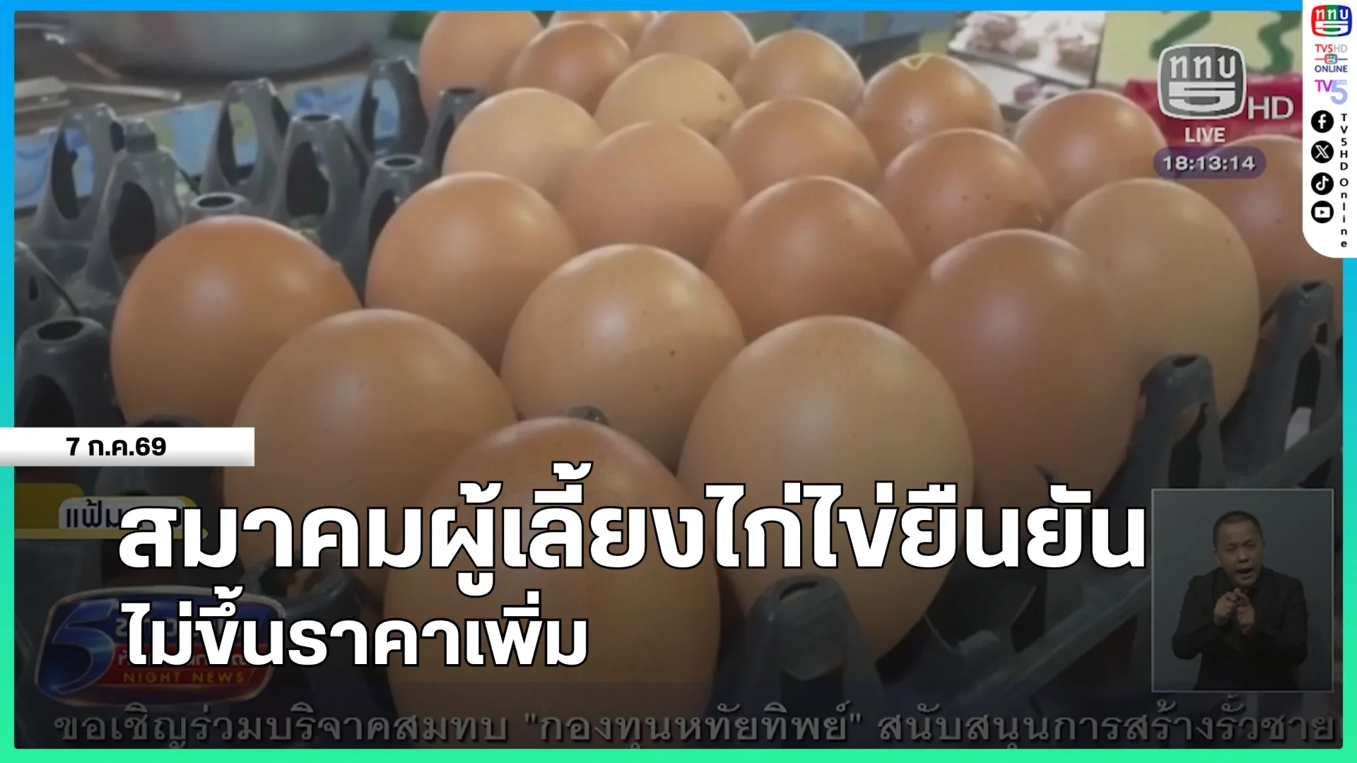 สมาคมผู้เลี้ยงไก่ไข่ยืนยัน ไม่ขึ้นราคาเพิ่ม