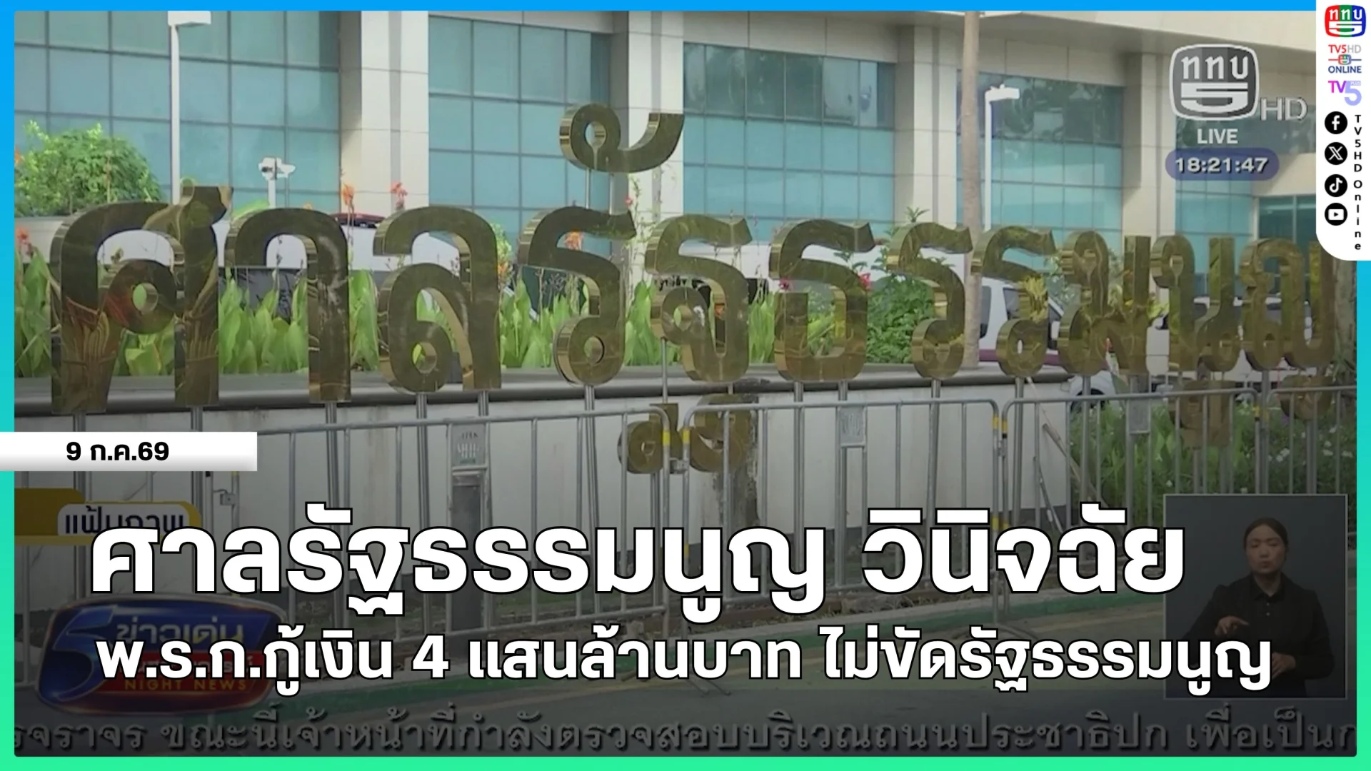 ศาลรัฐธรรมนูญ วินิจฉัย พ.ร.ก.กู้เงิน 4 แสนล้านบาท ไม่ขัดรัฐธรรมนูญ