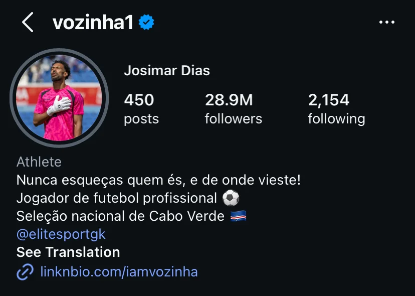 จากหลักหมื่นสู่เหยียบ 30 ล้าน! vozinha"วอซินญา"ผู้รักษาประตูทีมชาติเคปเวิร์ดสร้างปรากฏการณ์สั่นสะเทือนโซเชียล