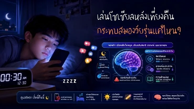 เที่ยงคืนแล้ว แต่ยังเลื่อนฟีดไม่หยุด! เล่นโซเชียลดึก กระทบสมองวัยรุ่นแค่ไหน?