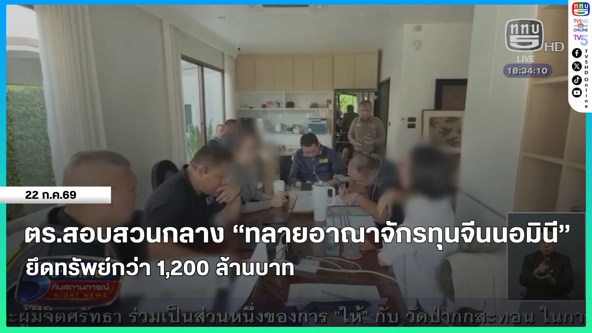 ตำรวจสอบสวนกลาง "ทลายอาณาจักรทุนจีนนอมินี" ยึดทรัพย์กว่า 1,200 ล้านบาท