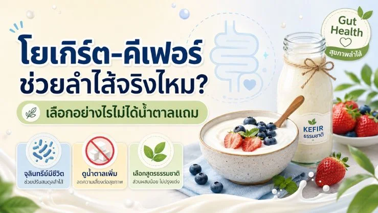 โยเกิร์ต–คีเฟอร์ ช่วยลำไส้จริงไหม? เลือกอย่างไรไม่ได้น้ำตาลแถม