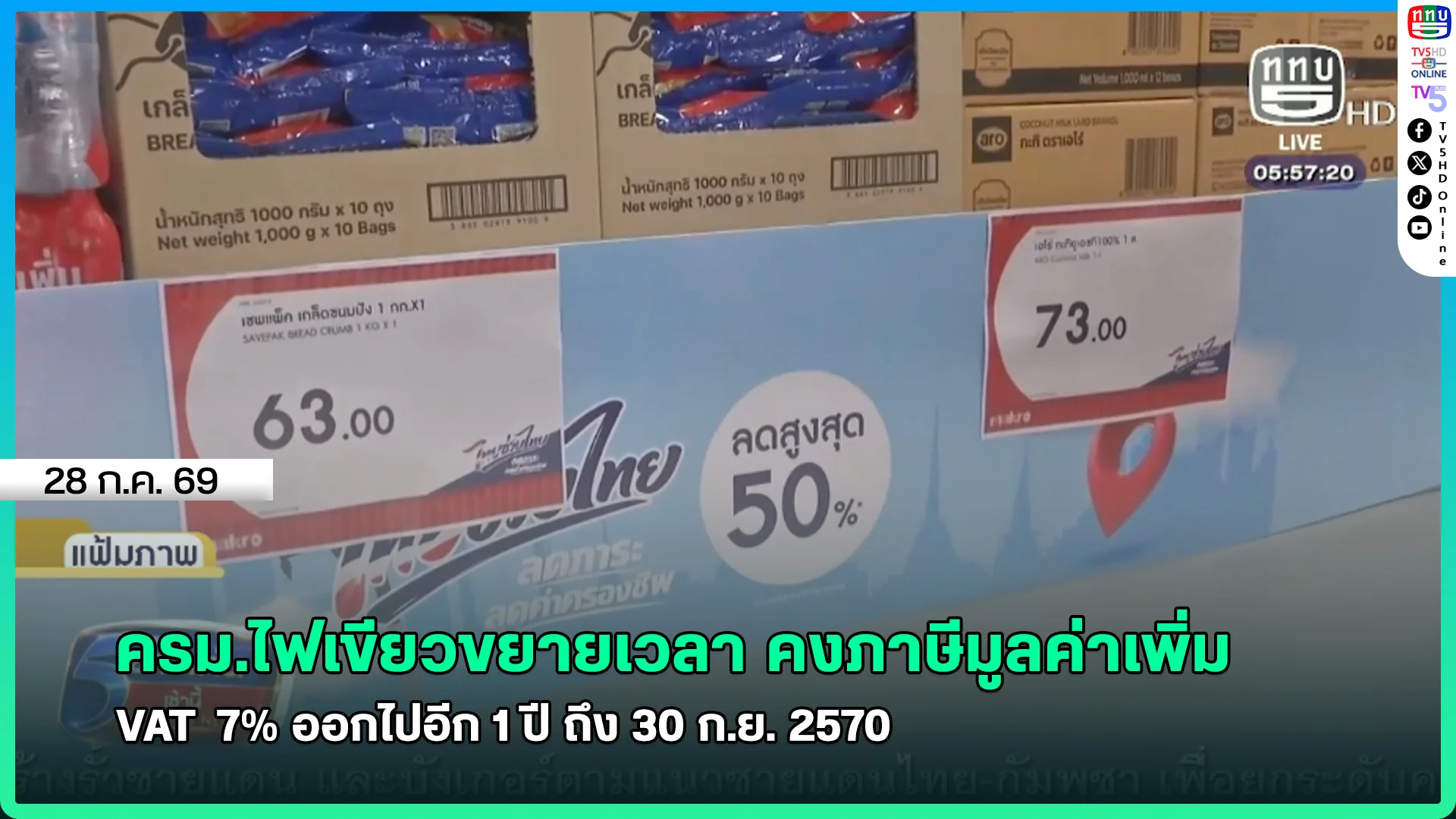 รม.ไฟเขียวขยายเวลา คงภาษีมูลค่าเพิ่ม VAT 7%