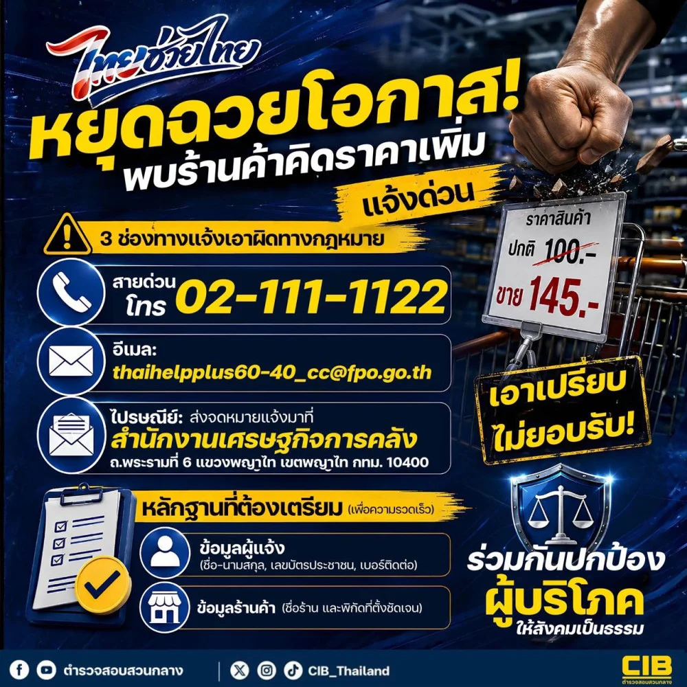 ไทยช่วยไทย: ระวังพ่อค้าแม่ค้าฉวยโอกาสบวกราคาเพิ่ม!