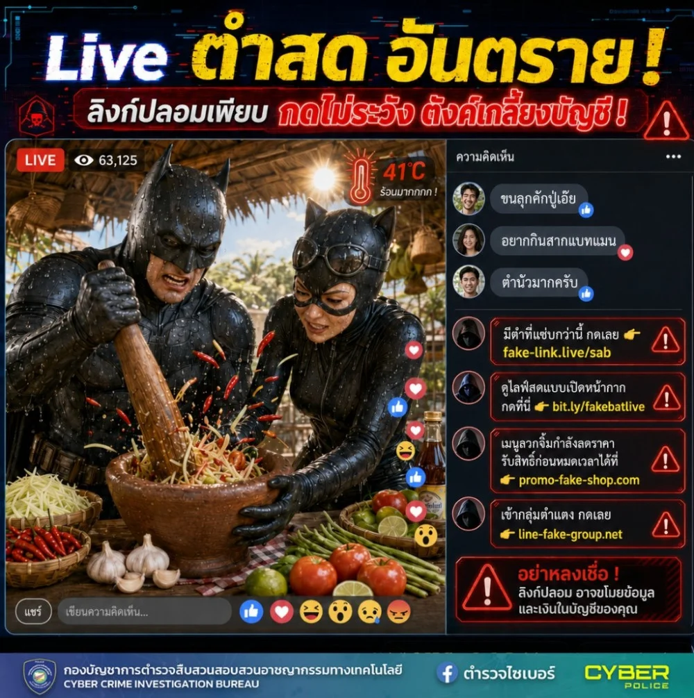 LIVE ตําสด อันตราย ลิงก์ปลอมเพียบ กดไม่ระวัง ตังค์เกลี้ยงบัญชี