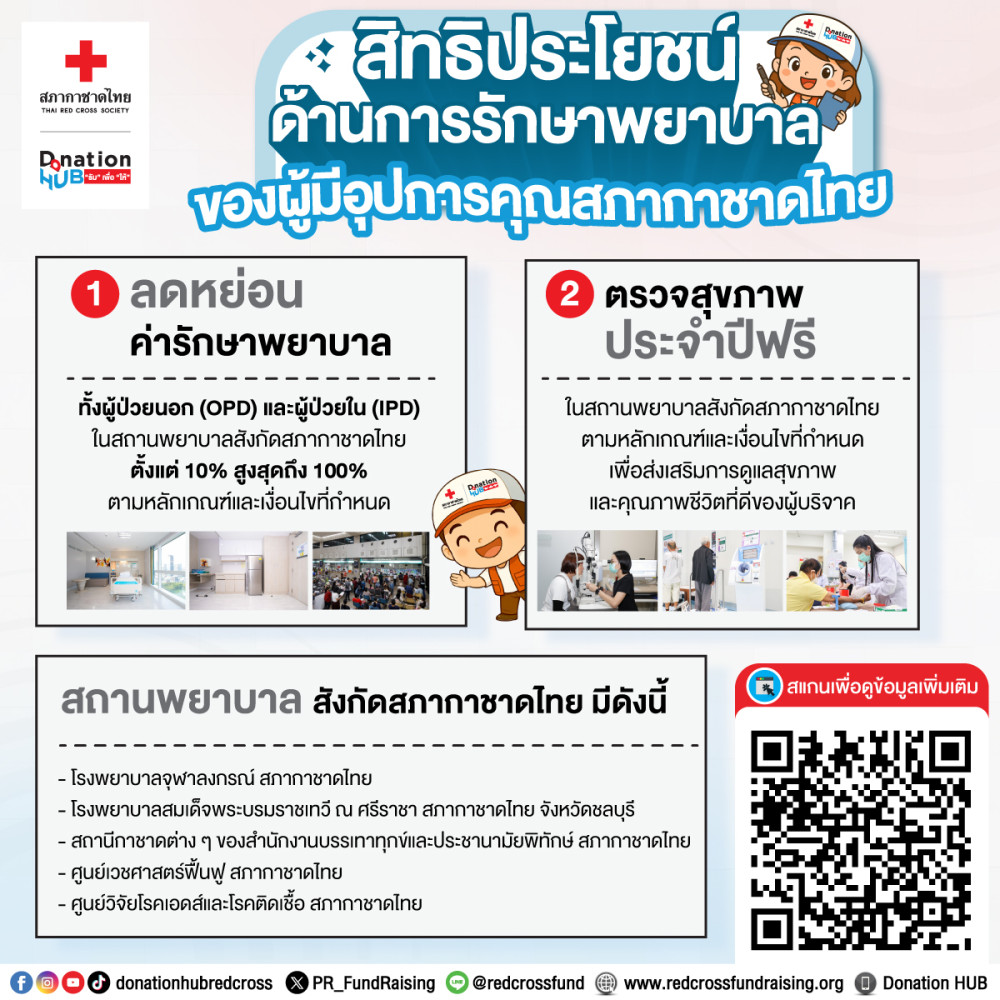 สิทธิประโยชน์ด้านการรักษาพยาบาลของ #ผู้มีอุปการคุณสภากาชาดไทย