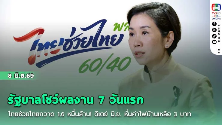 รัฐบาลโชว์ผลงาน 7 วันแรกไทยช่วยไทยกวาด 1.6 หมื่นล้าน! ดีเดย์ มิ.ย. หั่นค่าไฟบ้านเหลือ 3 บาท