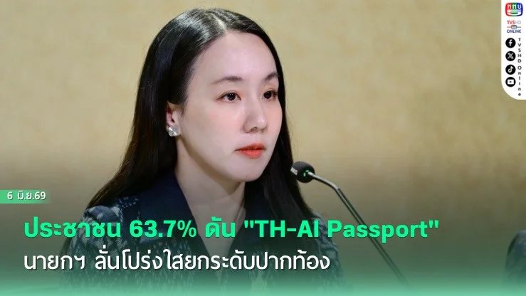 รัฐบาลกางซูเปอร์โพล! ประชาชน 63.7% ดัน "TH-AI Passport" นายกฯ ลั่นโปร่งใสยกระดับปากท้อง