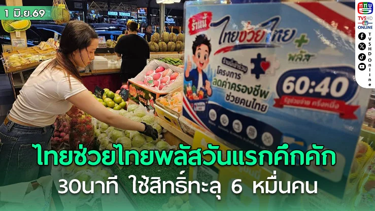 ไทยช่วยไทยพลัสวันแรกคึกคัก  30นาที ใช้สิทธิ์ทะลุ 6 หมื่นคน