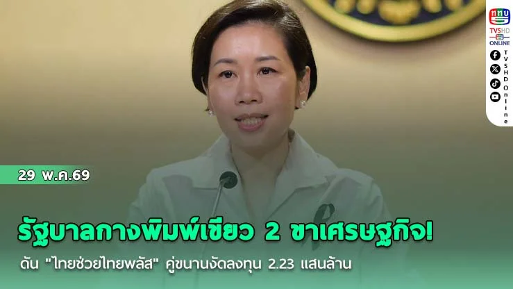 รัฐบาลกางพิมพ์เขียว 2 ขาเศรษฐกิจ! ดัน "ไทยช่วยไทยพลัส" คู่ขนานงัดลงทุน 2.23 แสนล้าน