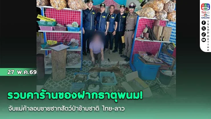 รวบคาร้านของฝากธาตุพนม! ปทส. จับแม่ค้าลอบขายซากสัตว์ป่าข้ามชาติ ไทย-ลาว