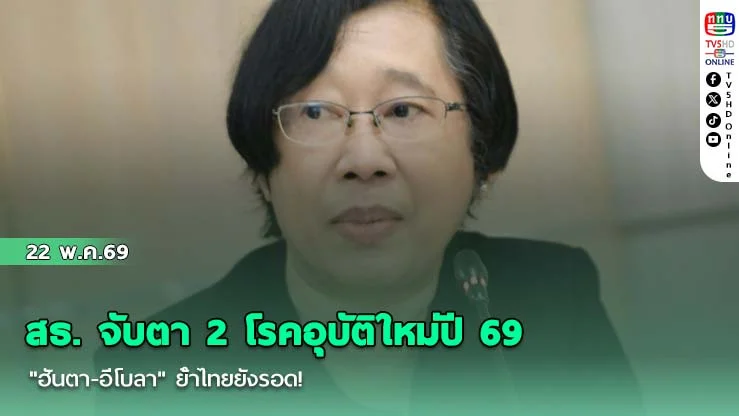 สธ. จับตา 2 โรคอุบัติใหม่ปี 69 "ฮันตา-อีโบลา"  ย้ําไทยยังรอด! ประกาศ 2 รัฐแอฟริกา "เขตติดโรคอันตราย"