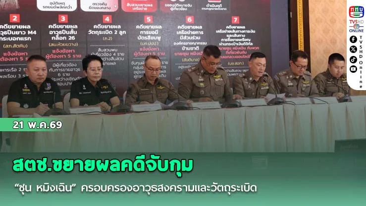 สตช.ขยายผลคดีจับกุม "ซุน หมิงเฉิน" ครอบครองอาวุธสงครามและวัตถุระเบิด รวม 7 คดี จับแล้ว 11 ผู้ต้องหา มีส่วนร่วมในองค์กรอาชญากรรมข้ามชาติ