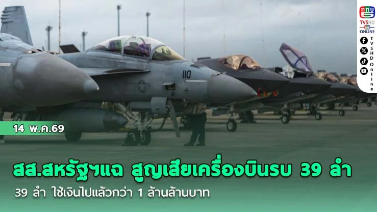 สส.สหรัฐฯแฉ สูญเสียเครื่องบินรบ 39 ลํา ใช้เงินไปแล้วกว่า 1 ล้านล้านบาท