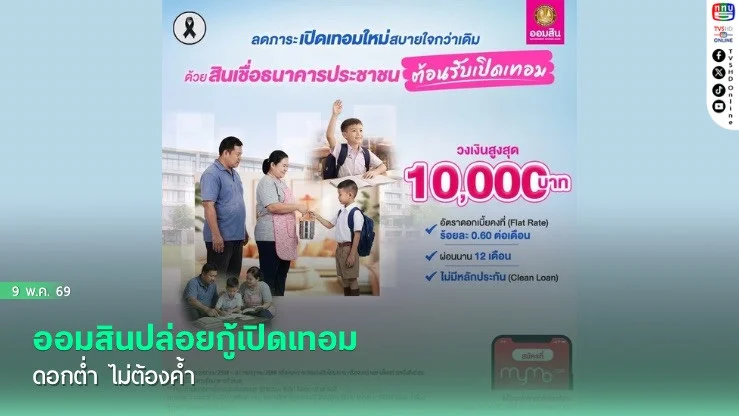 ออมสินปล่อยกู้เปิดเทอม ดอกต่ํา ไม่ต้องค้ํา