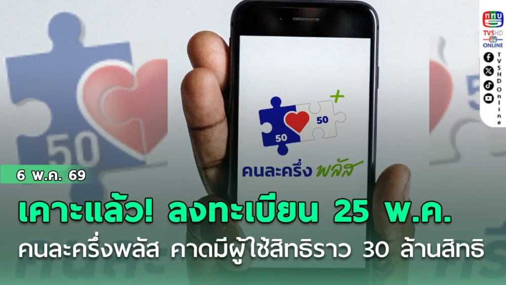 เคาะแล้ว! ลงทะเบียน 25 พ.ค. คนละครึ่งพลัส คาดมีผู้ใช้สิทธิราว 30 ล้านสิทธิ