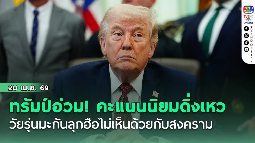ทรัมป์อ่วม! คะแนนนิยมดิ่งเหวต่ําสุดเป็นประวัติการณ์ วัยรุ่นมะกันลุกฮือไม่เห็นด้วยกับสงคราม