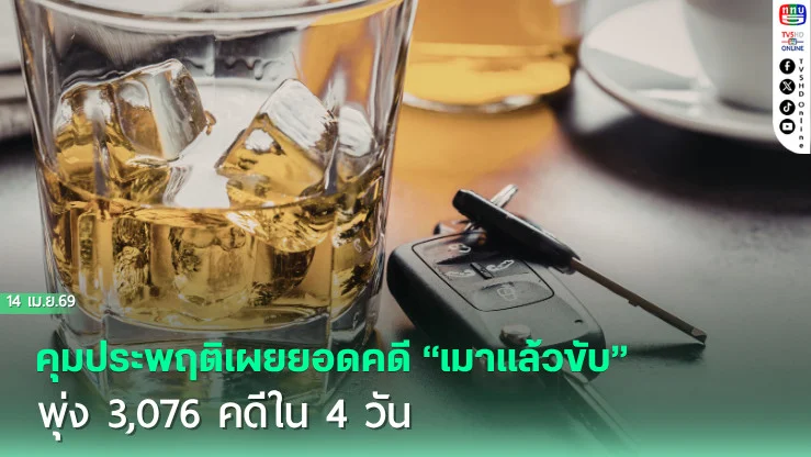 เมาแล้วขับพุ่ง! 4 วันทะลุ 3 พันคดี