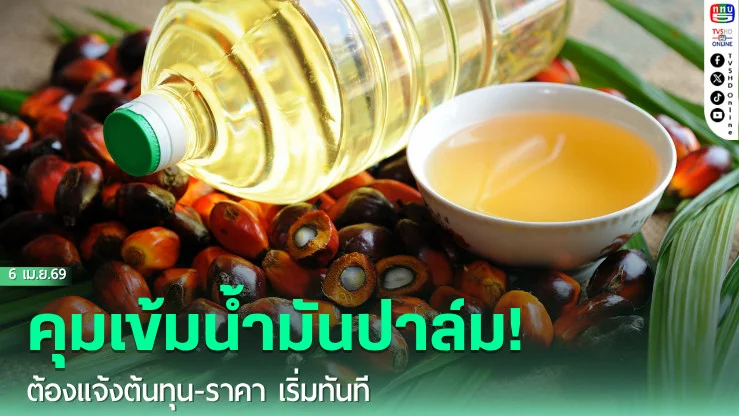 คุมเข้มน้ํามันปาล์ม! ต้องแจ้งต้นทุน-ราคา เริ่มทันที