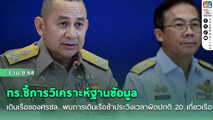 ทร.ชี้การวิเคราะห์ฐานข้อมูลเดินเรือของศรชล.​ พบการเดินเรือช้าประวิงเวลาผิดปกติ​ 20 เที่ยว​เรือ