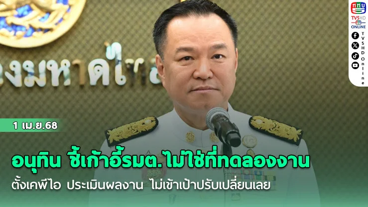 อนุทิน ชี้เก้าอี้รมต.ไม่ใช่ที่ทดลองงาน ตั้งเคพีไอ ประเมินผลงาน ไม่เข้าเป้าปรับเปลี่ยนเลย