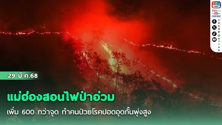 แม่ฮ่องสอนไฟป่าอ่วม เพิ่ม 600 กว่าจุด ทําคนป่วยโรคปอดอุดกั้นพุ่งสูง