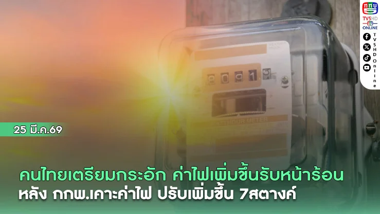 คนไทยเตรียมกระอัก ค่าไฟเพิ่มขึ้น  หลัง กกพ.เคาะค่าไฟ ปรับเพิ่มขึ้น 7สตางค์