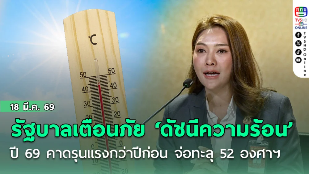 รัฐบาลเตือนภัย ‘ดัชนีความร้อน’ ปี 69 คาดรุนแรงกว่าปีก่อน จ่อทะลุ 52 องศาฯ