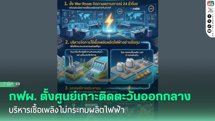 กฟผ. ตั้งศูนย์เกาะติดตะวันออกกลาง บริหารเชื้อเพลิงไม่กระทบผลิตไฟฟ้า