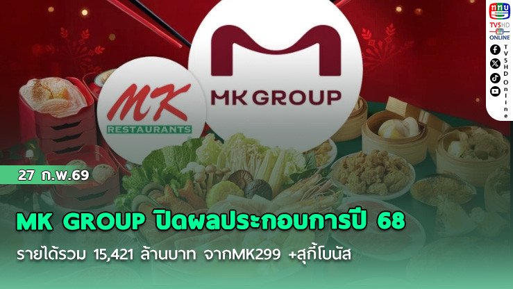 MK GROUP ปิดผลประกอบการปี 68  รายได้รวม 15,421 ล้านบาท จากMK299 +สุกี้โบนัส