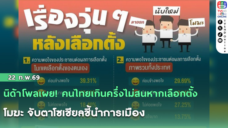 นิด้าโพลเผย! คนไทยเกินครึ่งไม่สนหากเลือกตั้งโมฆะ จับตาโซเชียลชี้นําการเมือง