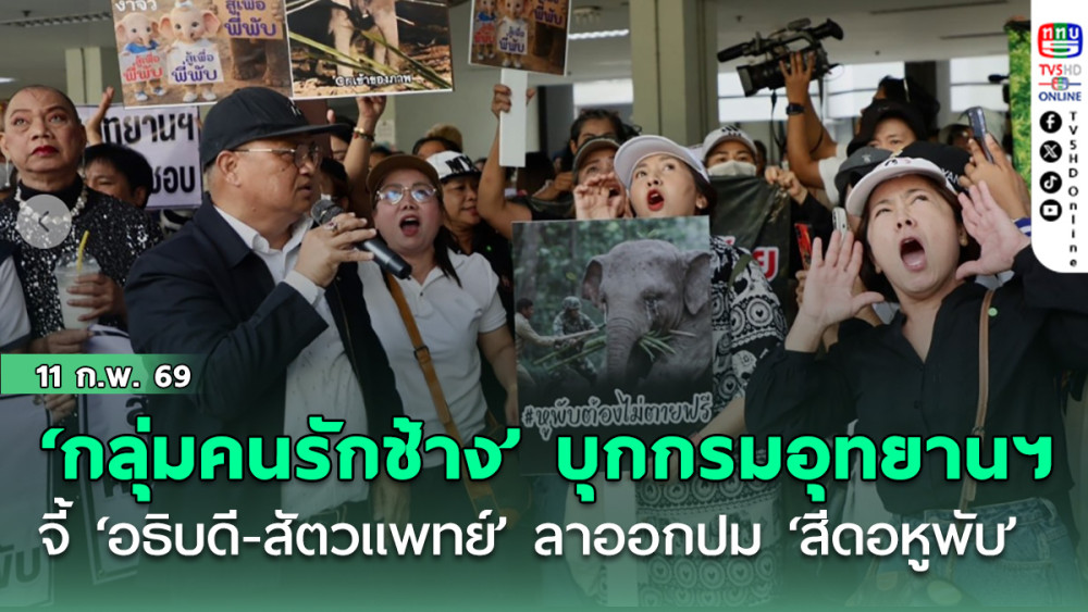 ‘กลุ่มคนรักช้าง’ บุกกรมอุทยานฯ จี้ ‘อธิบดี-สัตวแพทย์’ ลาออกปม ‘สีดอหูพับ’ ตาย