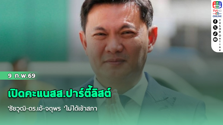 เปิดคะแนสส.ปาร์ตี้ลิสต์ 'ชัยวุฒิ-ดร.เอ้-จตุพร 'ไม่ได้เข้าสภา
