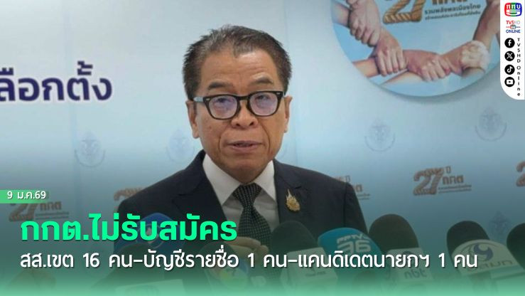 กกต.ไม่รับสมัคร สส.เขต 16 คน–บัญชีรายชื่อ 1 คน–แคนดิเดตนายกฯ 1 คน