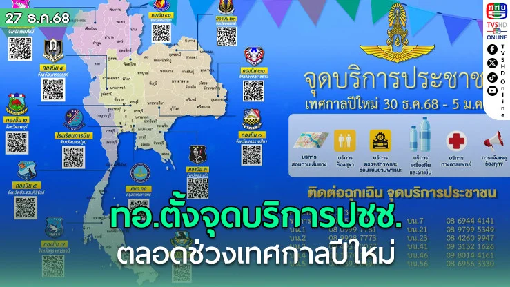 กองทัพอากาศ ตั้งจุดบริการประชาชนตลอดช่วงเทศกาลปีใหม่