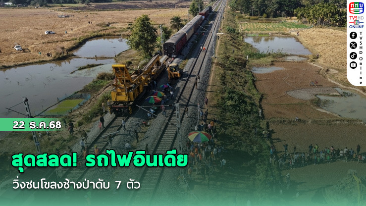 สุดสลด! รถไฟอินเดียวิ่งชนโขลงช้างป่าดับ 7 ตัว