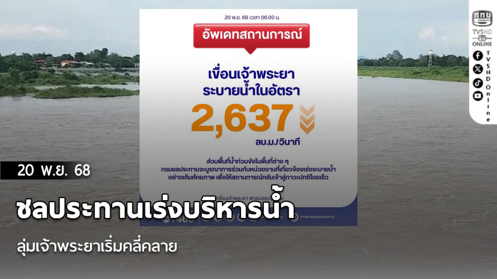 ชลประทานเร่งบริหารน้ํา ลุ่มเจ้าพระยาเริ่มคลี่คลาย