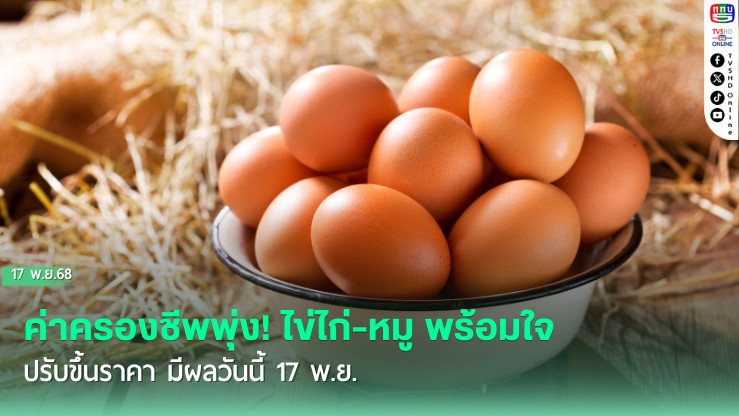 ค่าครองชีพพุ่ง! ไข่ไก่-หมู พร้อมใจปรับขึ้นราคา มีผลวันนี้ 17 พ.ย.