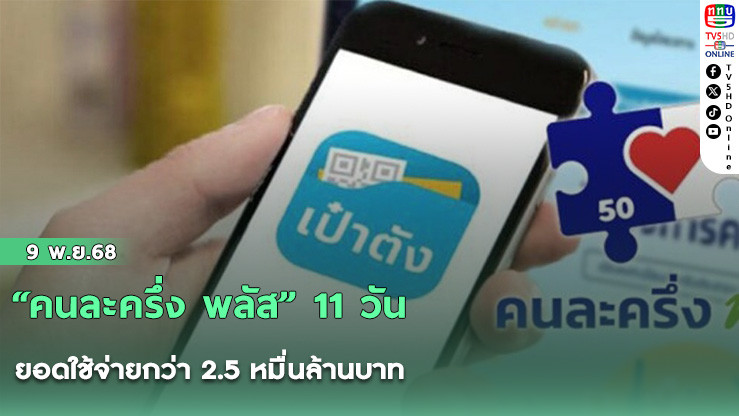 “คนละครึ่ง พลัส” 11 วัน ยอดใช้จ่ายกว่า 2.5 หมื่นล้านบาท