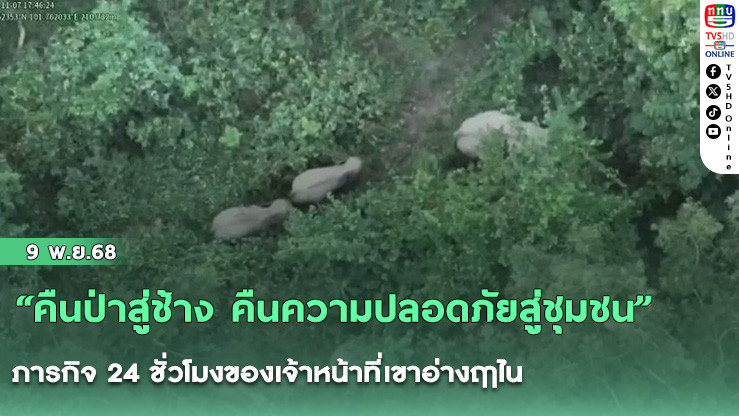  “คืนป่าสู่ช้าง คืนความปลอดภัยสู่ชุมชน” ภารกิจ 24 ชั่วโมงของเจ้าหน้าที่เขาอ่างฤาไน 