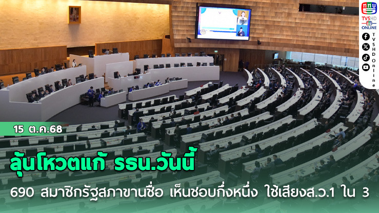 ลุ้นโหวตแก้ รธน.วันนี้ 690 สมาชิกรัฐสภาขานชื่อ เห็นชอบกึ่งหนึ่ง ใช้เสียงส.ว.1 ใน 3