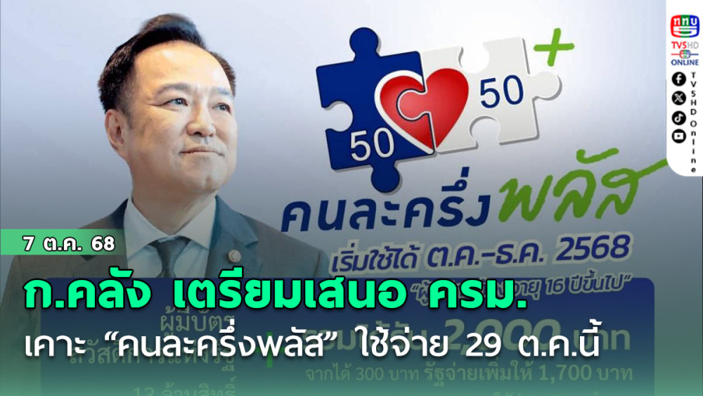 ก.คลัง เตรียมเสนอ ครม.เคาะ “คนละครึ่งพลัส” เปิดลงทะเบียนร้านค้า 15 ต.ค. ใช้จ่าย 29 ต.ค.นี้