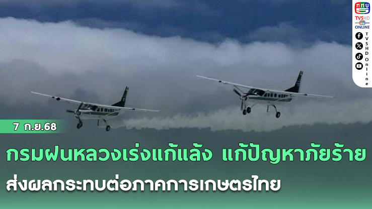 กรมฝนหลวงเร่งแก้แล้ง แก้ปัญหาภัยร้าย ส่งผลกระทบต่อภาคการเกษตรไทย ยืนยัน น้ําจากฝนหลวงมีคุณภาพไม่แตกต่างจากน้ําฝนธรรมชาติ สามารถนํามาใช้ประโยชน์ได้ทั้งการอุปโภคบริโภคและด้านการเกษตร