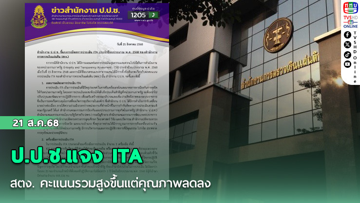 ป.ป.ช.แจง ITA สตง. คะแนนรวมสูงขึ้นแต่คุณภาพลดลง