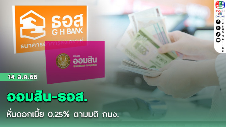 ออมสิน-ธอส. หั่นดอกเบี้ย 0.25% ตามมติ กนง.