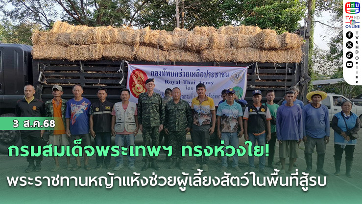 กรมสมเด็จพระเทพฯ ทรงห่วงใย! พระราชทานหญ้าแห้งช่วยผู้เลี้ยงสัตว์ในพื้นที่สู้รบ