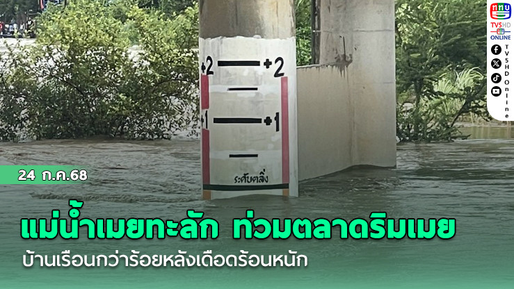 แม่น้ำเมยทะลัก ท่วมตลาดริมเมย บ้านเรือนกว่าร้อยหลังเดือดร้อนหนัก