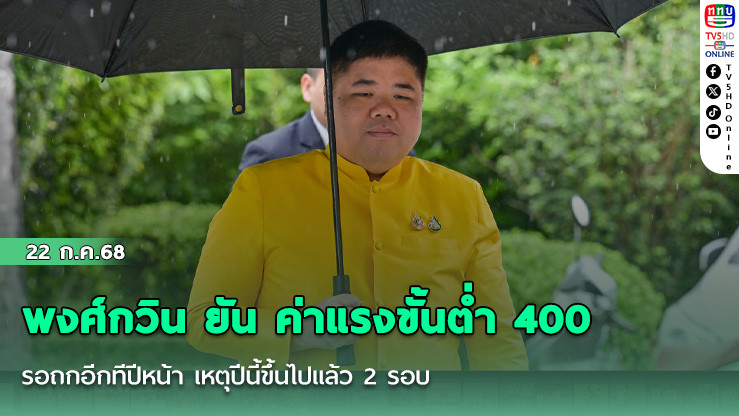 พงศ์กวิน ยัน ค่าแรงขั้นต่ำ 400 รอถกอีกทีปีหน้า เหตุปีนี้ขึ้นไปแล้ว 2 รอบ