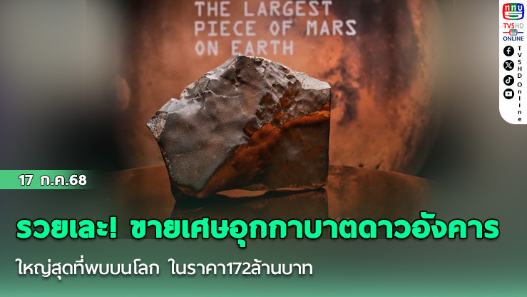 รวยเละ!ขายเศษอุกกาบาตดาวอังคารใหญ่สุดที่พบบนโลก ในราคา172ล้านบาท