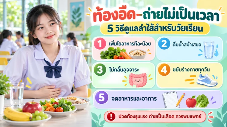 “ท้องอืด–ถ่ายไม่เป็นเวลา” 5 วิธีดูแลลำไส้สำหรับวัยเรียน